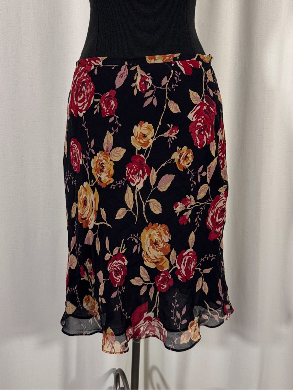 Vintage Ann Taylor Silk Floral Midi Skirt